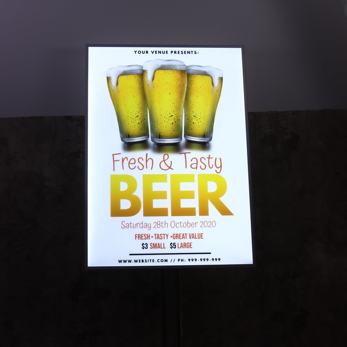 Indoor Use Only - Floor-standing Display Vertical Poster Advertising Light Box Sign with Double Poles for Shops