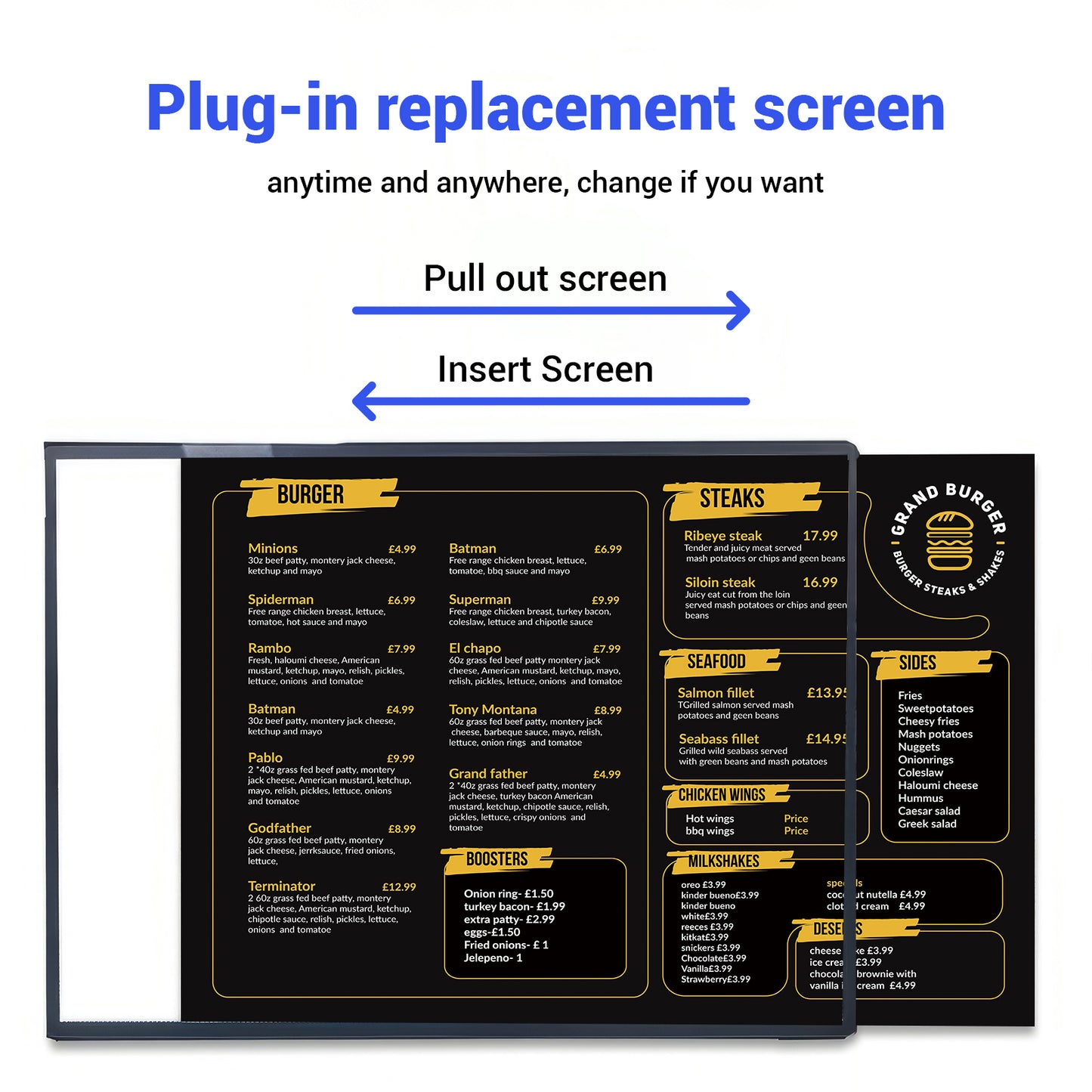 LED Menu Board Display Light Box Sign for Bar Restaurant Drinks-shop