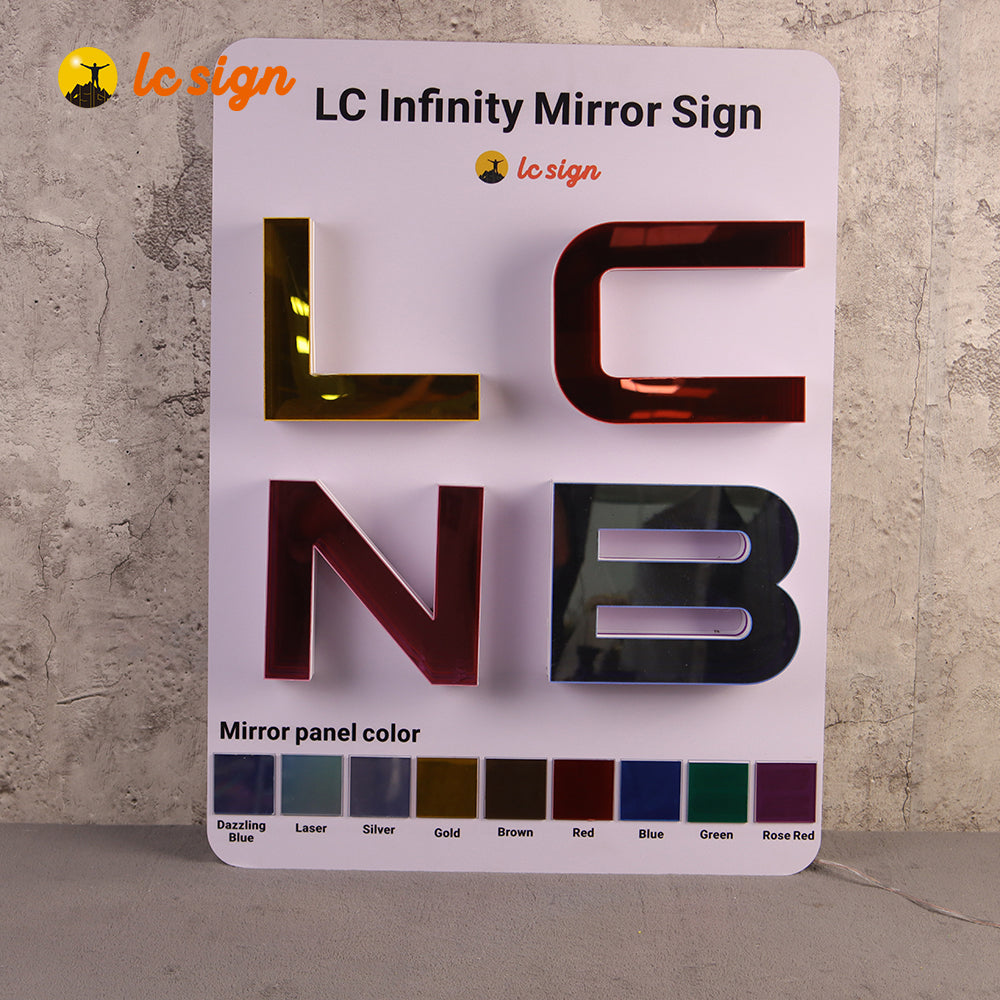3D Advertising Display Infinity Mirror Sign LED Track Letters Sample Board