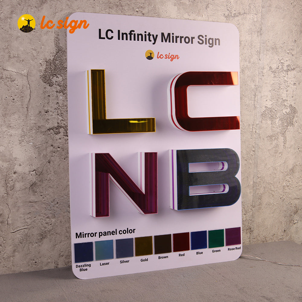 3D Advertising Display Infinity Mirror Sign LED Track Letters Sample Board