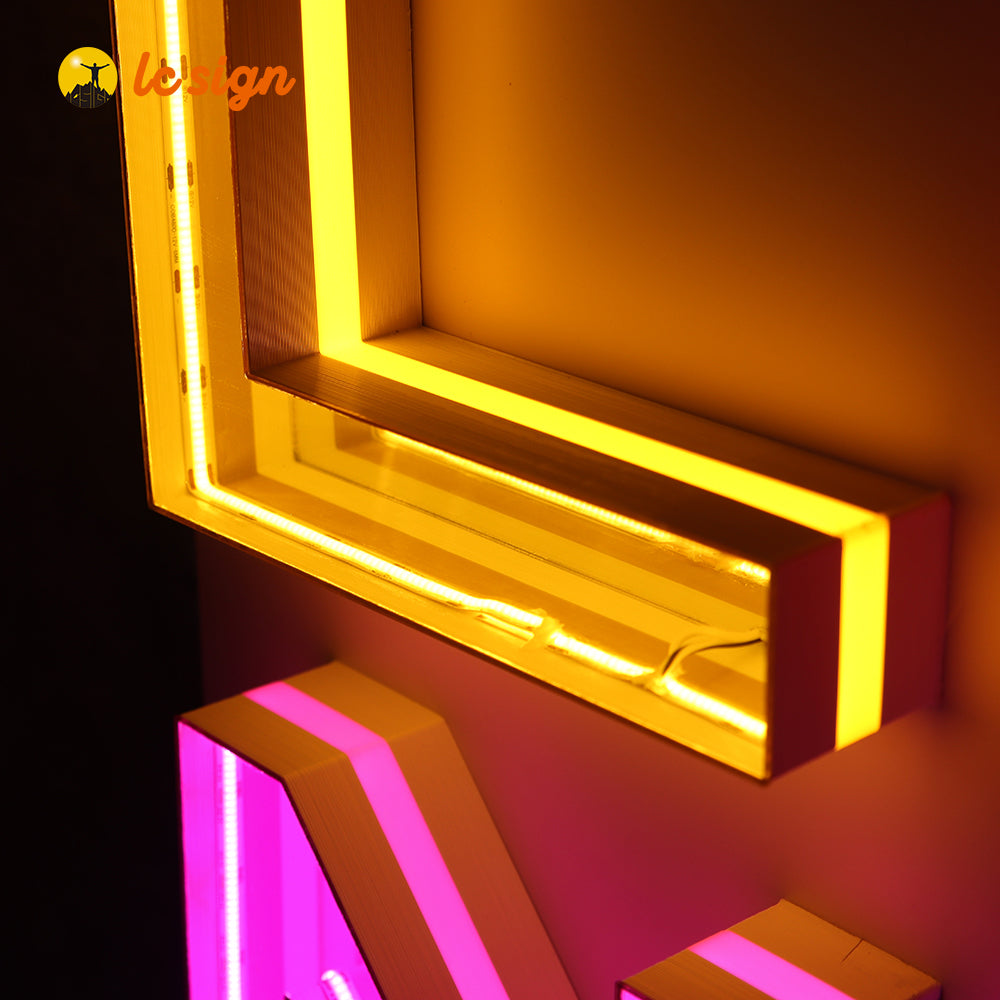 3D Advertising Display Infinity Mirror Sign LED Track Letters Sample Board