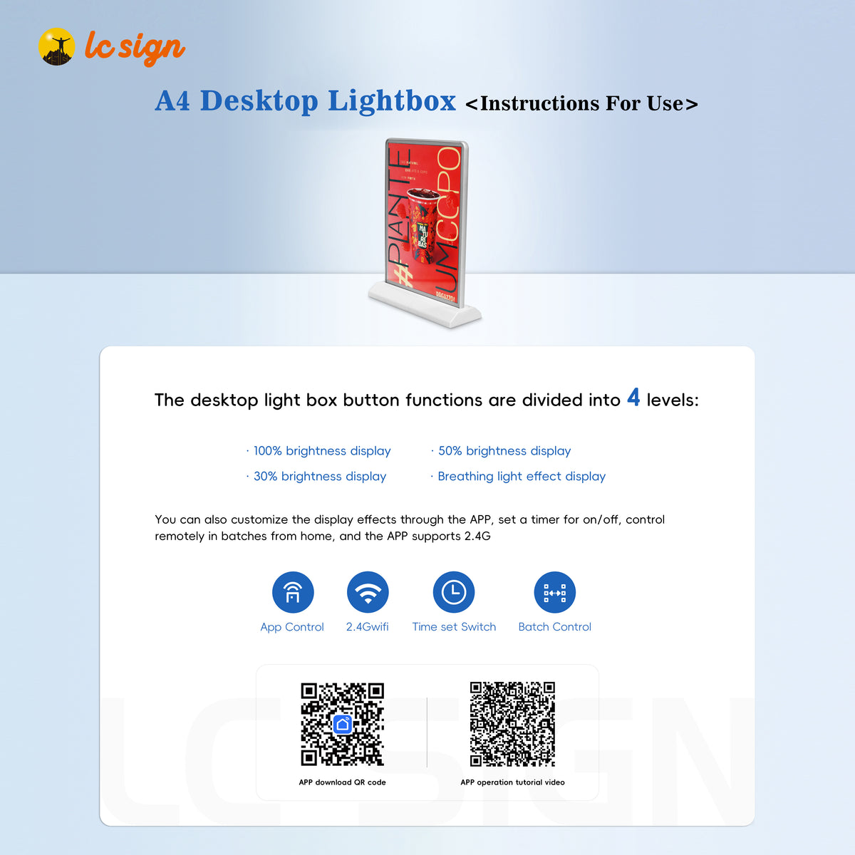 Indoor Use Only - Rechargeable Desktop Display Double Side Advertising ...