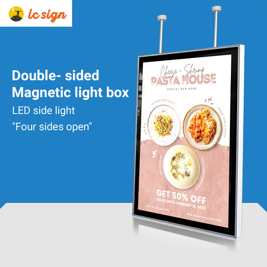 Indoor Use Only - Top-hanging High-end Finish Double Side Magnetic Advertising Light Box Sign