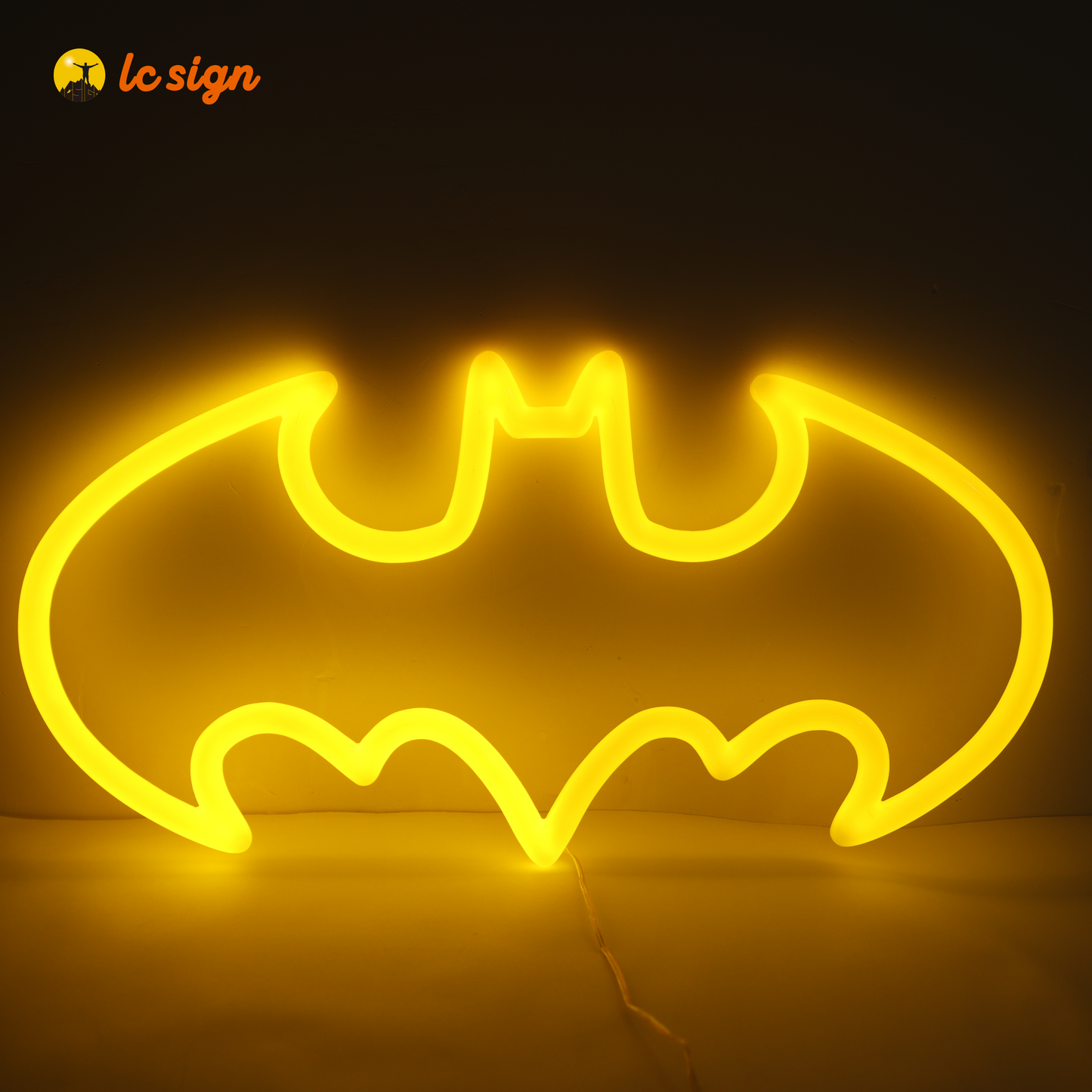 Home Office Decor Yellow Batman Artwork with 360 Degree Acrylic Faux Neon Sign Finish