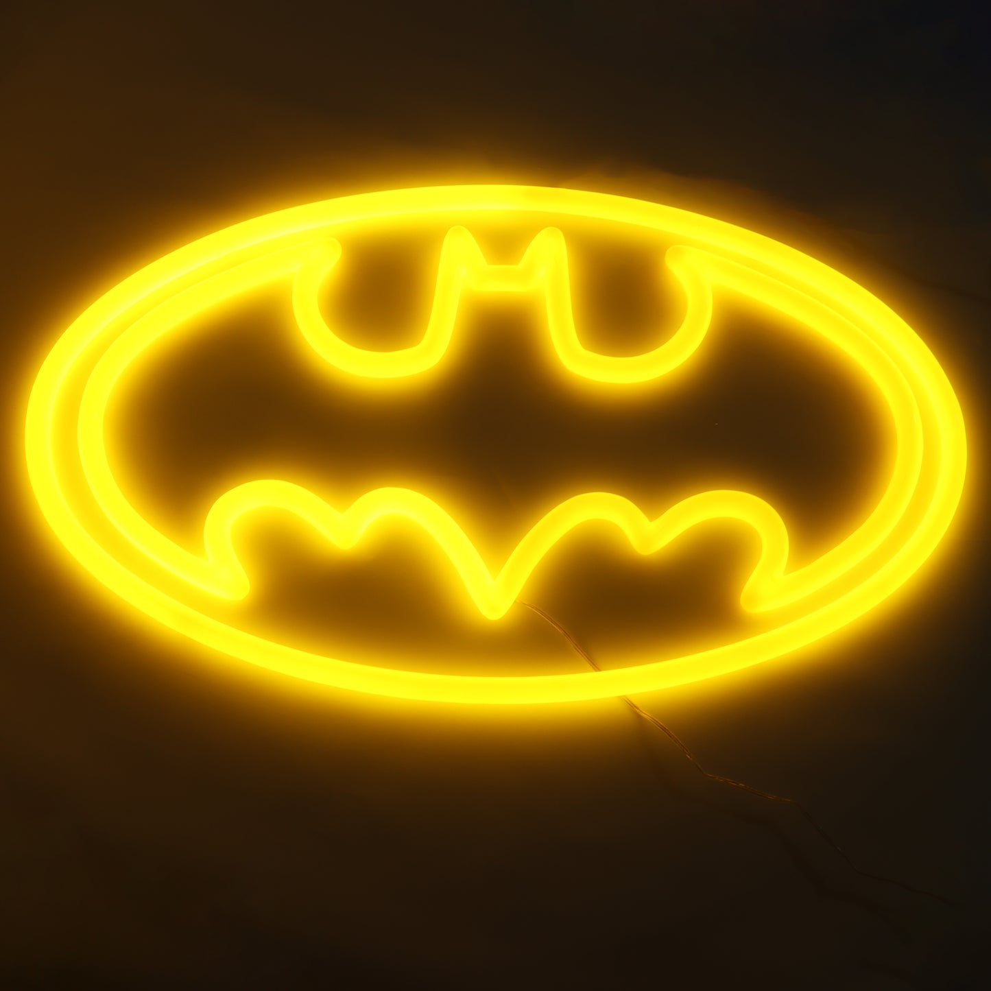 Home Office Decor Yellow Batman Artwork with 360 Degree Acrylic Faux Neon Sign Finish