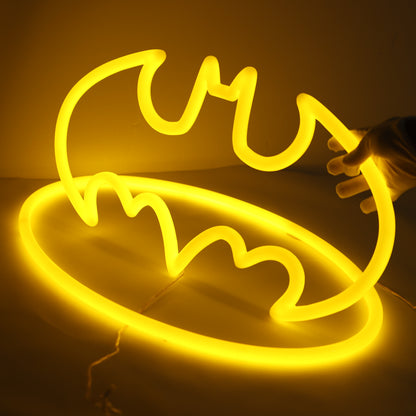 Home Office Decor Yellow Batman Artwork with 360 Degree Acrylic Faux Neon Sign Finish