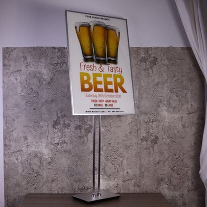 Floor-standing Display Vertical Poster Advertising Light Box Sign with Double Poles for Shops
