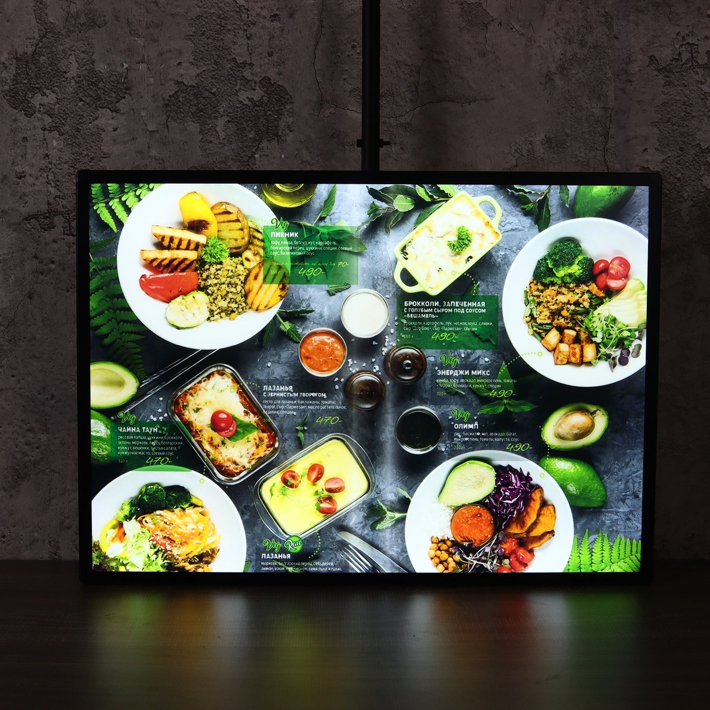 Indoor Use Only - Top-hanging Menu Board Display Spliced Available Advertising Light Box Sign for Shops