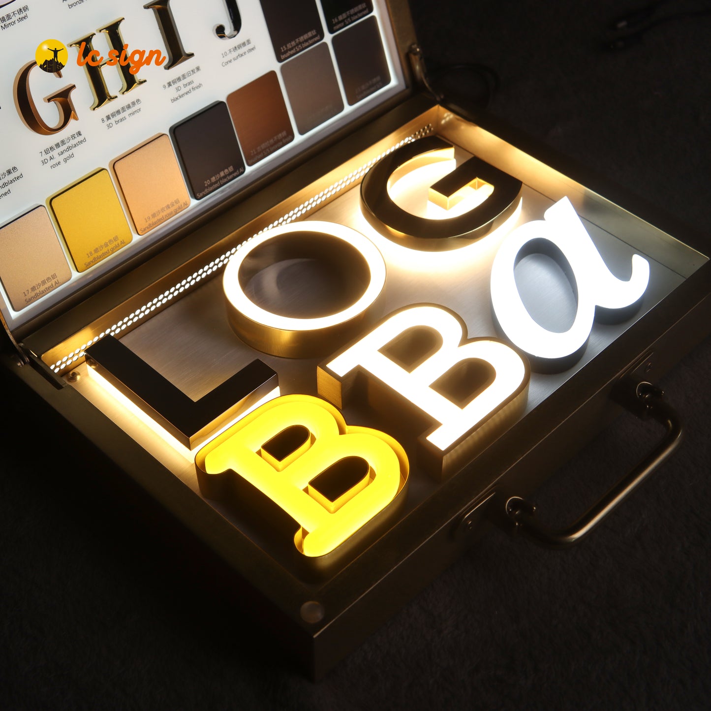 Luxury Sample Kit of 3D Letter Signs & Metal Treatment Samples