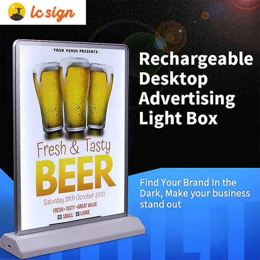 Indoor Use Only - Rechargeable Desktop Display Double Side Advertising Light Box Sign