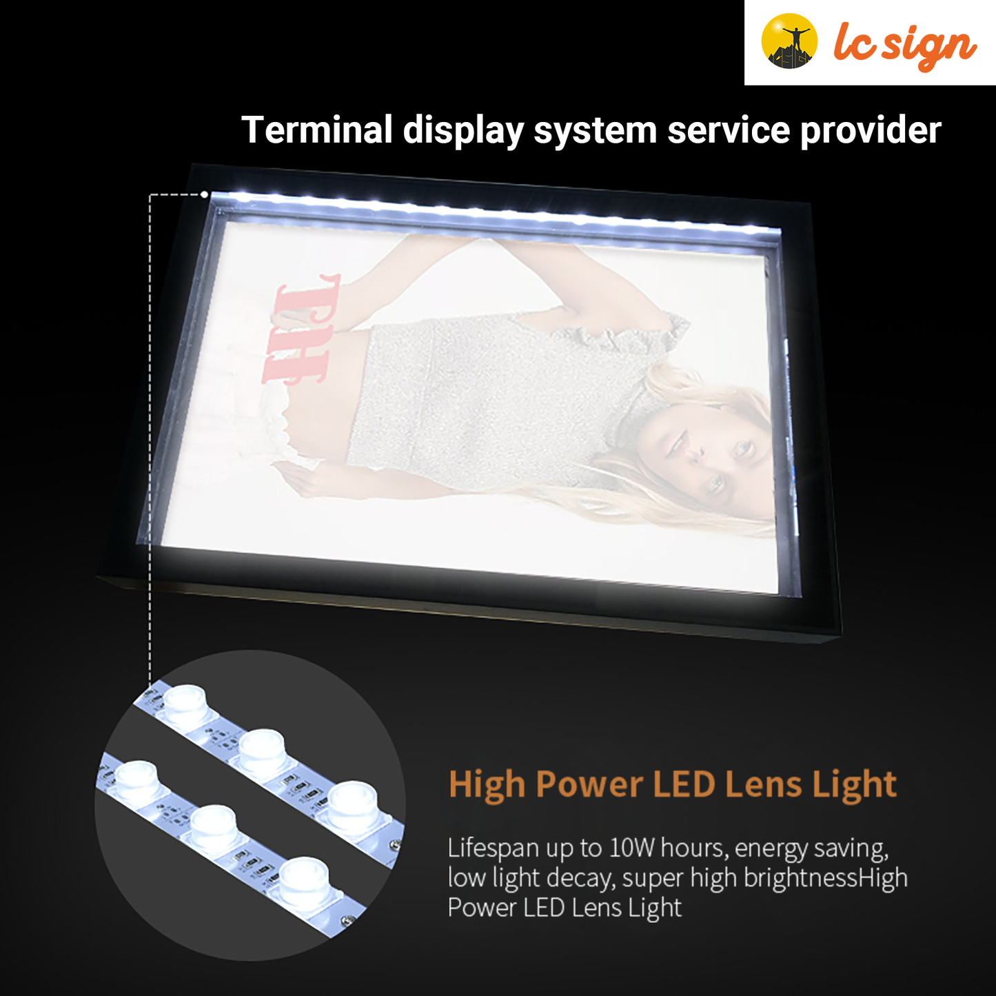 Indoor & Outdoor Use - Side-mounted Double Side Illuminated Advertising Light Box Sign