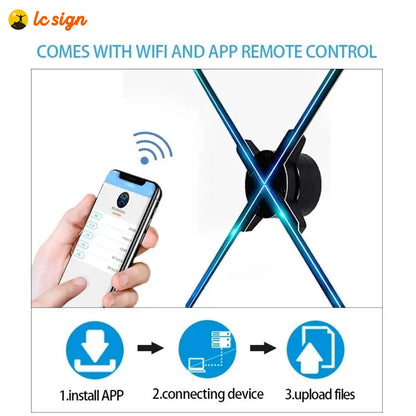 Innovative iOS Android PC APP WIFI Control Advertising Display Machine 3D Hologram LED Fan