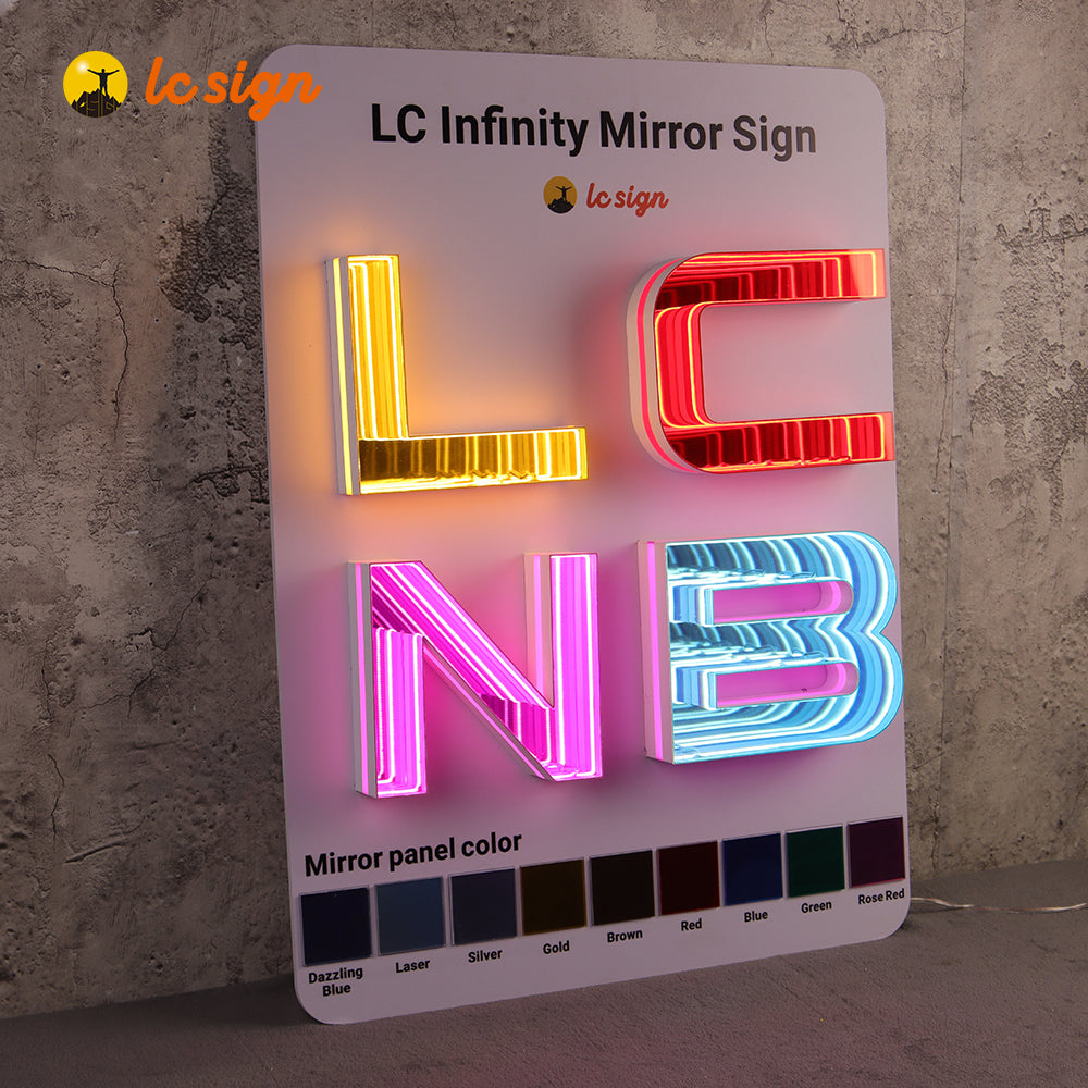 3D Advertising Display Infinity Mirror Sign LED Track Letters Sample B ...