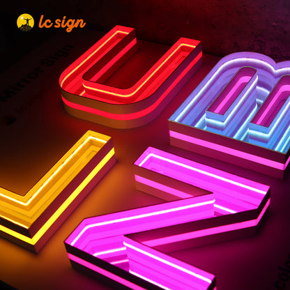 3D Advertising Display Infinity Mirror Sign LED Track Letters Sample Board