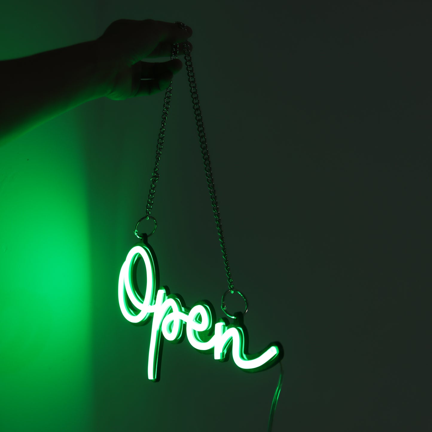 Easy-to-hang Green Open Neon Light