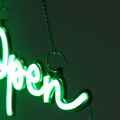 Easy-to-hang Green Open Neon Light