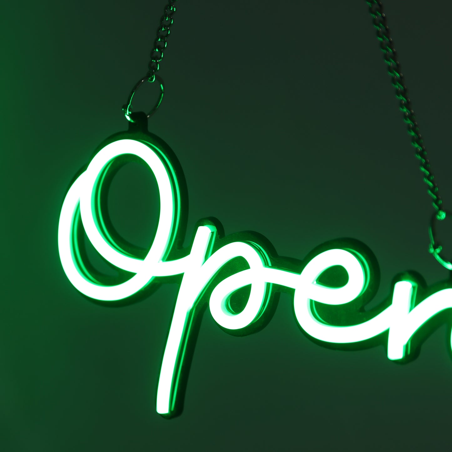 Easy-to-hang Green Open Neon Light