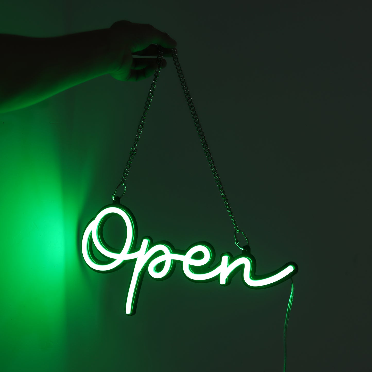 Easy-to-hang Green Open Neon Light