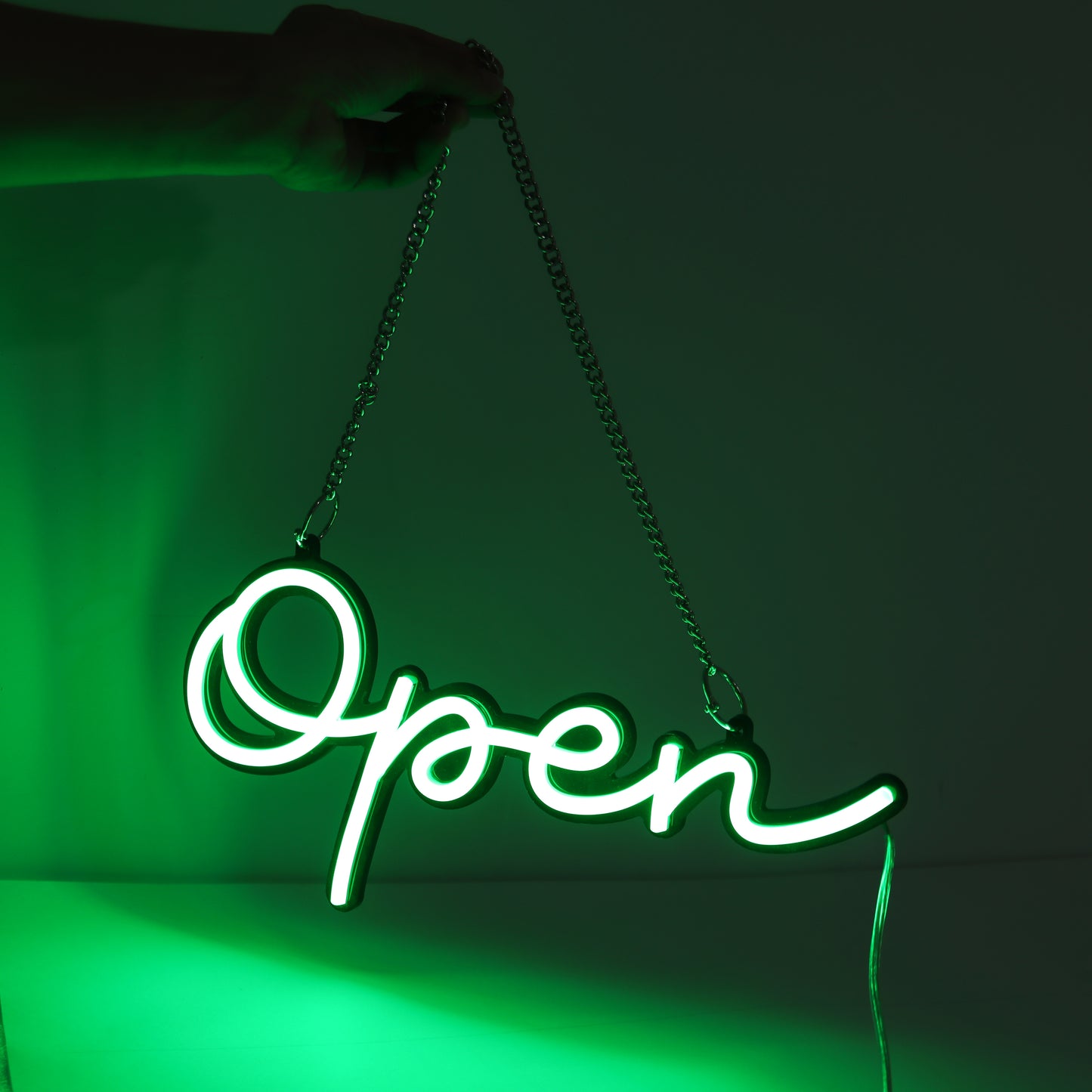 Easy-to-hang Green Open Neon Light