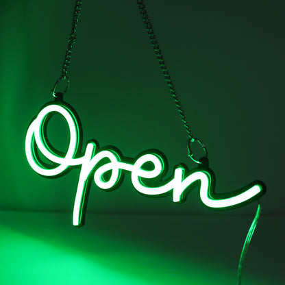 Easy-to-hang Green Open Neon Light